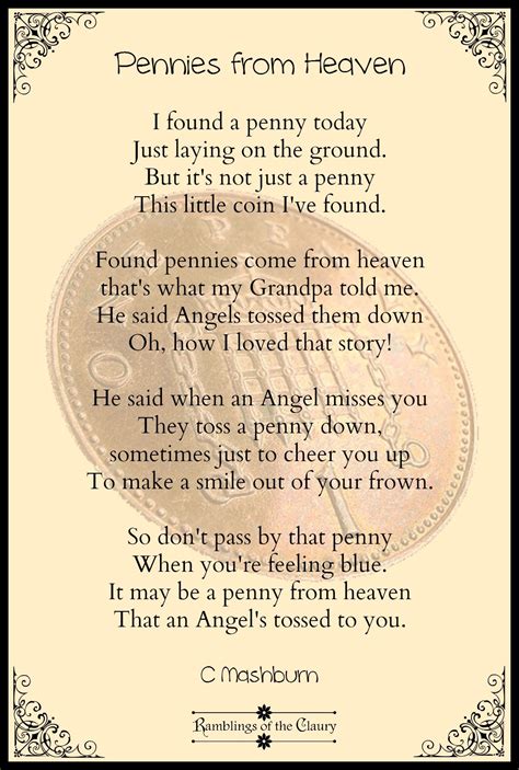 Pennies From Heaven Poem Printable